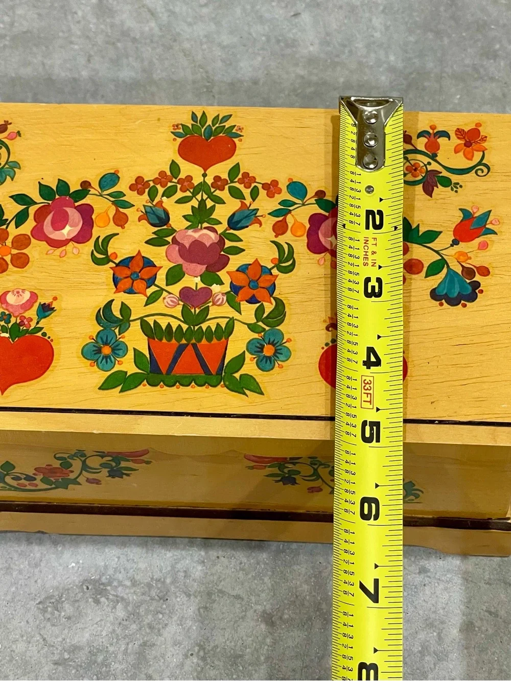 Trinket Jewelry Box- Thorens -Floral Wooden Treasure Made Switzerland*see desc.